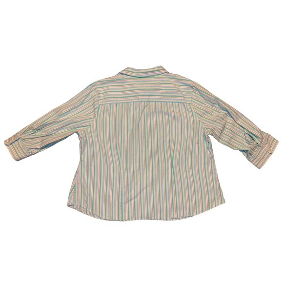 Covington Woman Sz 20W Striped Button Up 3/4 Sleeve 100% Cotton Lightweight - Picture 2 of 7